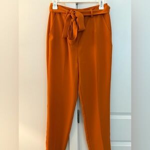 Forever 21 Vibrant Orange Cropped Tie-Waist Pants